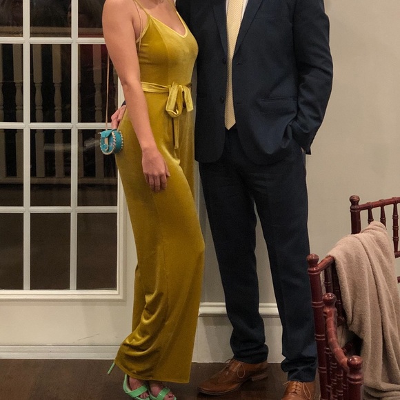 Forever 21 Pants - Gold Velvet Jumpsuit